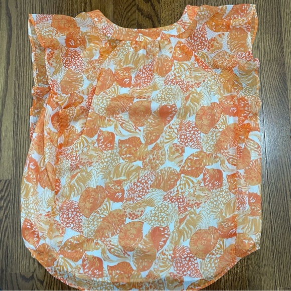 Loft Flutter Sleeve Blouse Orange/Spring/Summer Size Medium - Picture 6 of 7